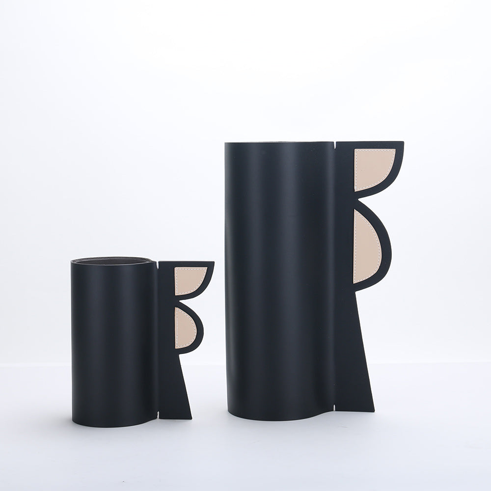 Luxury Pu Leather & Glass Decorative Sculpture - Designer Artisan Edition