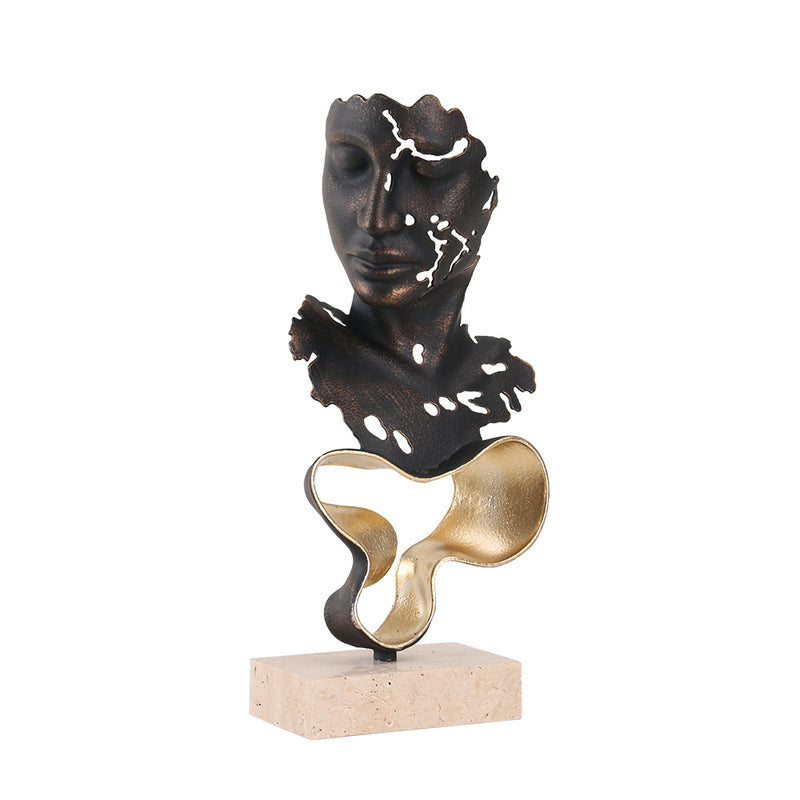 面部雕塑 - Luxury Alloy & Marble Home Decor & Artistic Piece - 6