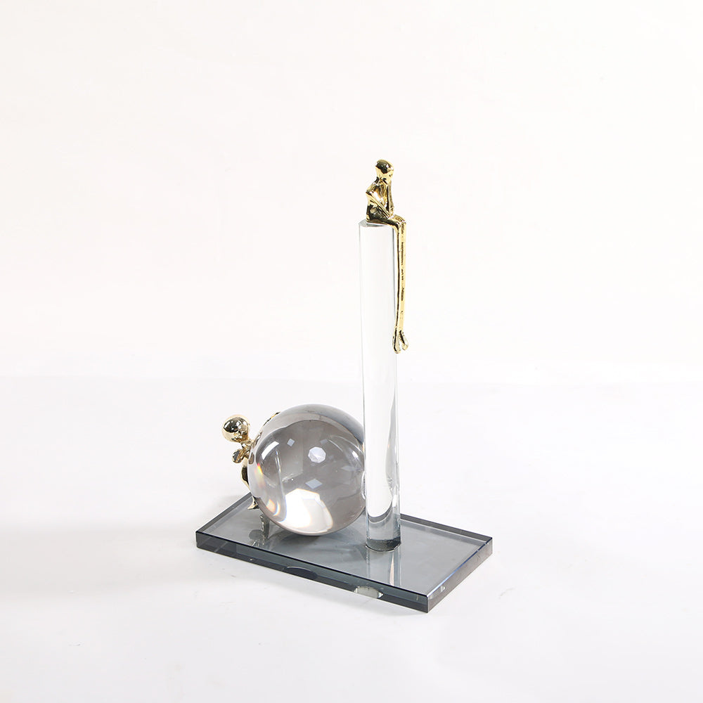 水晶合金雕像水晶柱家居装饰雕塑 - Luxury Premium Alloy Home Decor & Artistic Piece