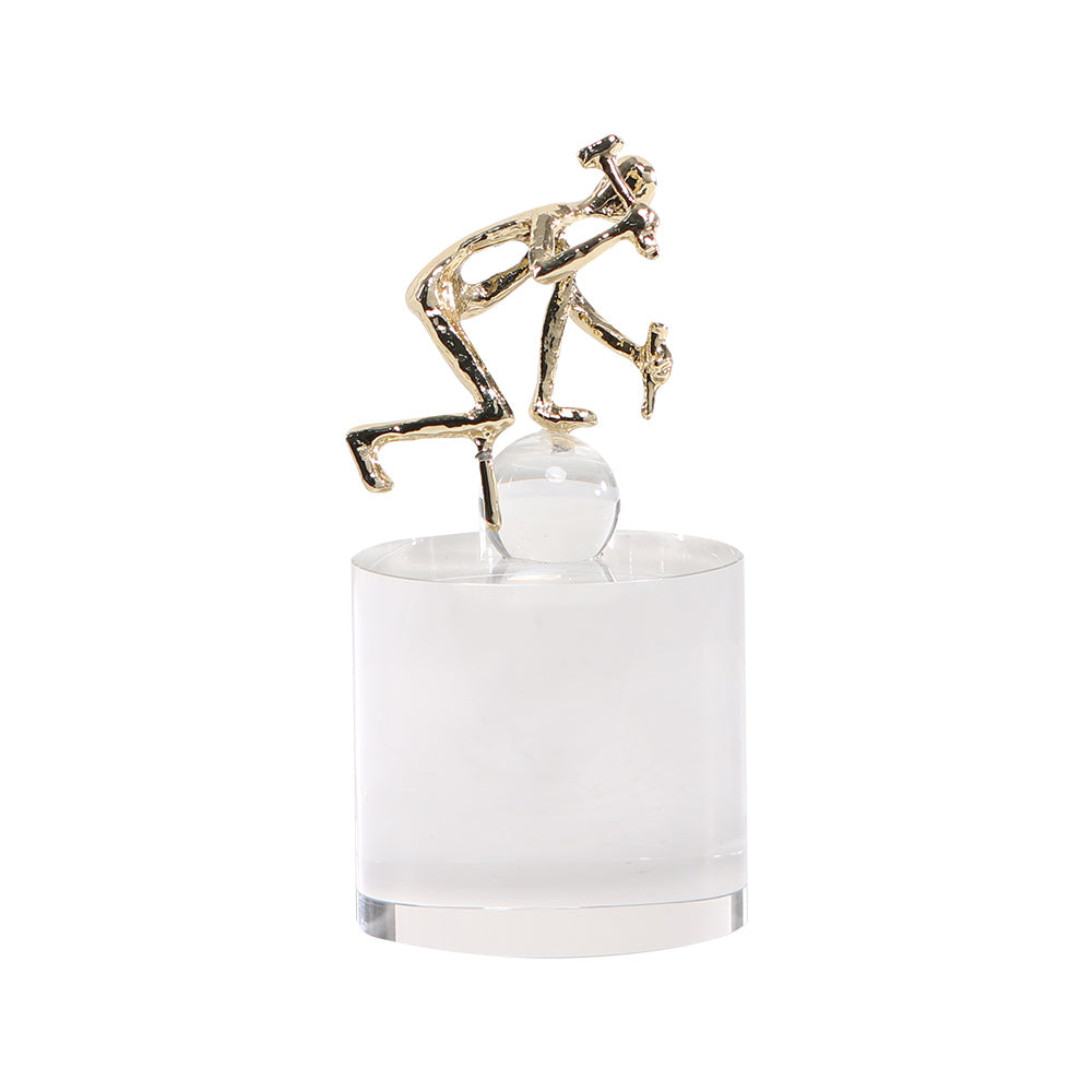 水晶金色杂技雕塑 - Luxury Premium Alloy & Home Decor & Artistic Piece