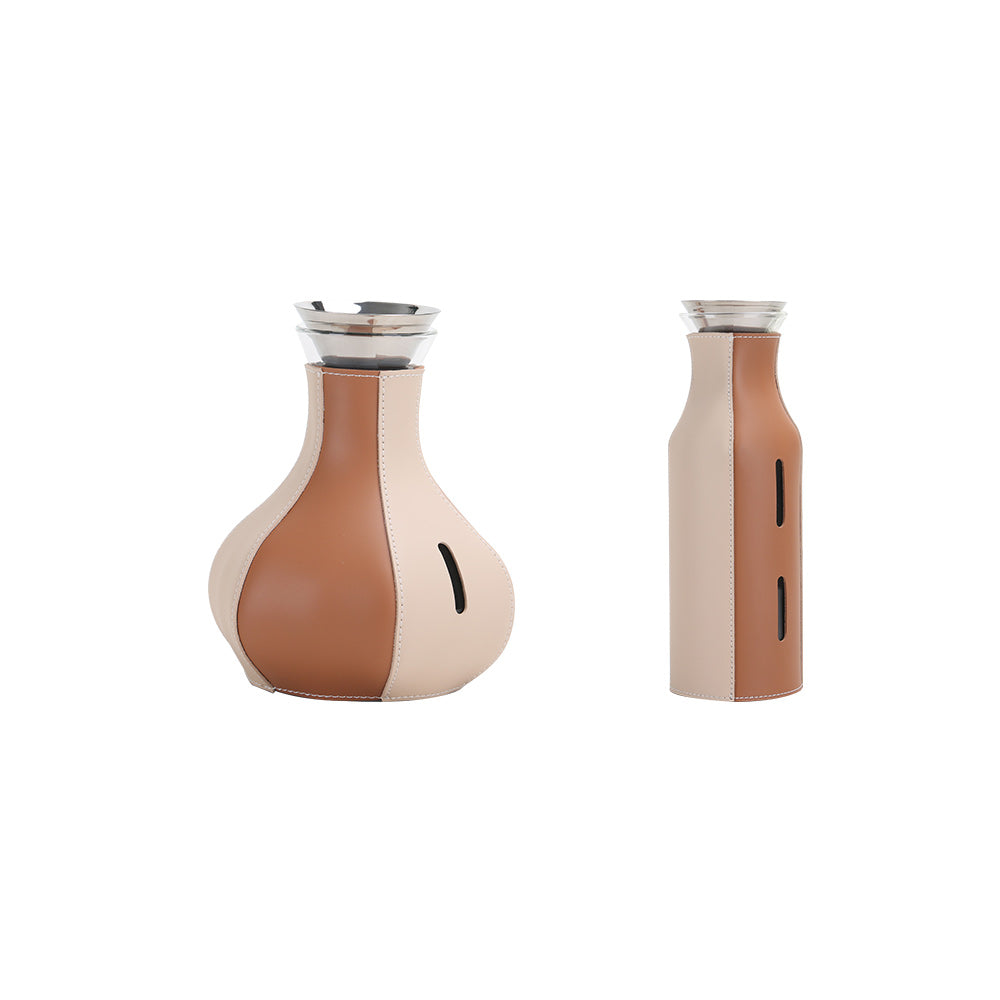 冷水壶 - Luxury GlassS/s/PuLeather Home Decor & Artistic Piece